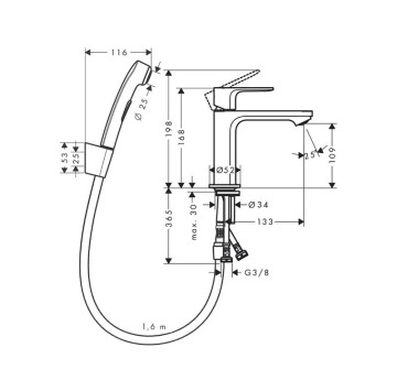 Смесител за мивка Rebris S ComfortZone 110 хром HANSGROHE